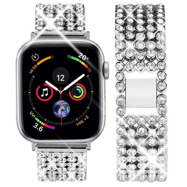 Cinturino Bling strass diamante pieno per Apple Watch Ultra 49mm Band 41mm 45mm 38mm 42mm Cinturini in metallo acciaio inossidabile Bracciale Link iWatch Series 8 7 5 6 SE 4 3 40mm 44mm