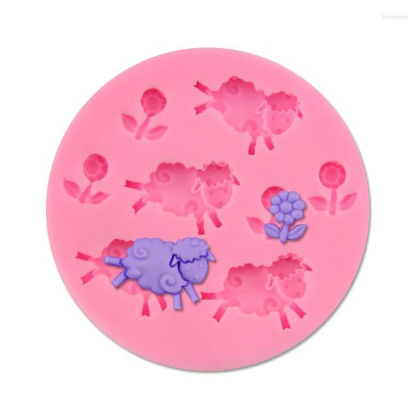 Moldes de cozimento Animal Ovelha de ovelha de girassol Soap fonent Soop 3d Bolo Cupcake Jelly Candy Chocolate Decoration Tool FQ1785