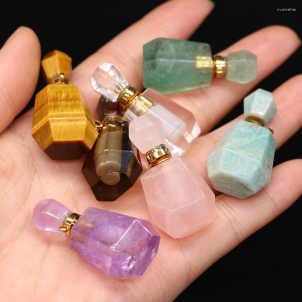 Collane con ciondolo Ametiste naturali Fascino sfaccettato Cristallo di quarzo Reiki Heal Stone Pendenti con collana Diffusore di olio essenziale Regali per bottiglie