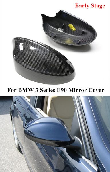 Tampa traseira de espelho de asa lateral modificada de fibra de carbono de carbono Caps de casca para BMW 3 Série E90 318i 320i 325i 330i 2005-2011
