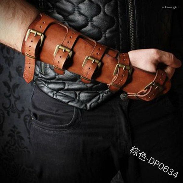 Luvas sem dedos Europeias e American Court Medieval Sports Belt Buckle Bracer Guard Stage Hand Stage adereços