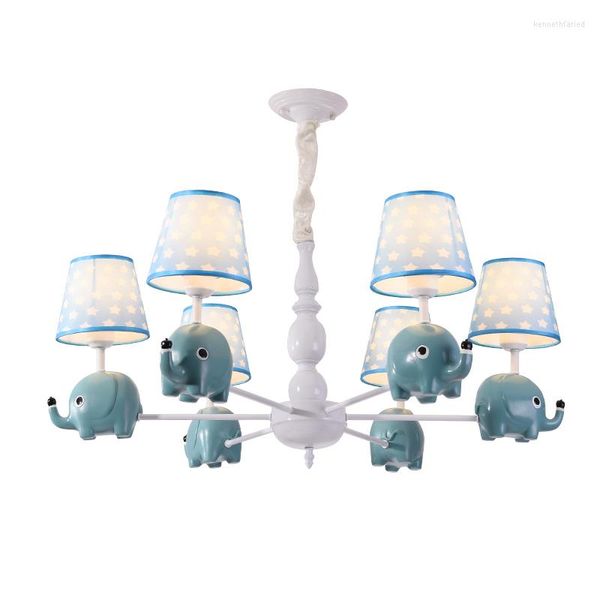 Pendelleuchten Kinder Schlafzimmer Dekor Kronleuchter Lustre Suspension Moderne Deckenleuchte Blue Elephant Dream Girl Boy LED-Leuchten für Zimmer Luces