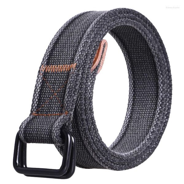 Cintos Seeling Men Belt Alto Mens Double Ring Buckle Cotton Tela Tecido Tabela Tabela Black Cintura Jeans