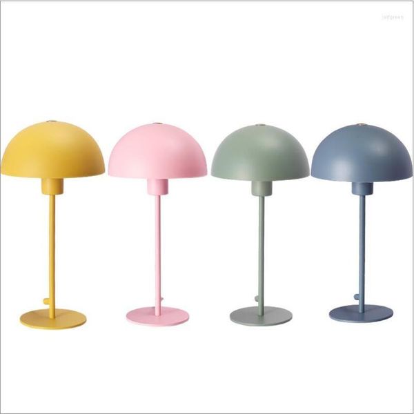 Lâmpadas de mesa H40cm Art Iron Light E27 LED azul/verde/amarelo/rosa a cabeceira da cama Luzes coloridas da sala
