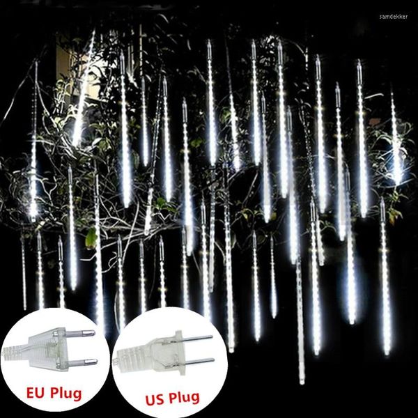 Stringhe 2 pezzi Meteor Shower Rain LED String Lights Decorazioni natalizie Outdoor Street Garland Wedding Fairy Garden Decor 2023 Navidad