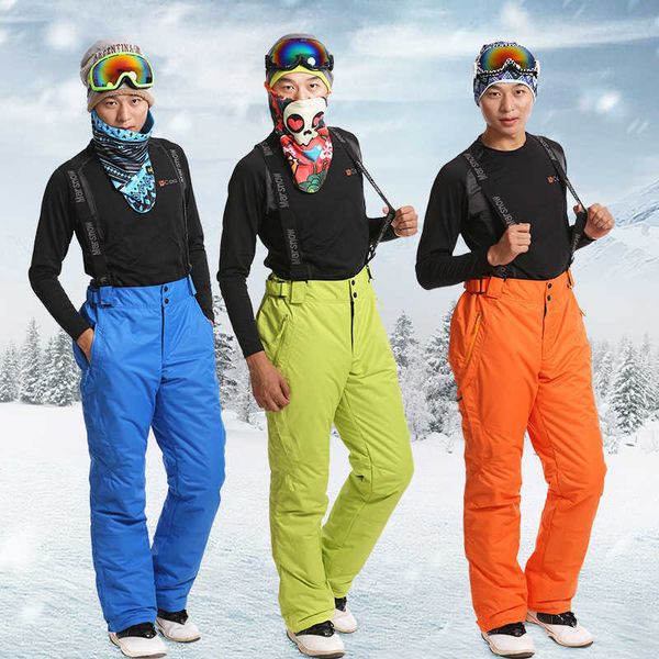 Kayak bib pantolon kış sıcak açık kayak erkek su geçirmez snowboard takım elbise katı dağ yürüyüş kıyafetleri rüzgar geçirmez xxxl l221025