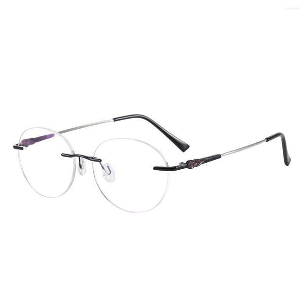 Montature per occhiali da sole Colorate Rotonde Moda Uomo e donna Senza montatura Memory Montatura da vista in metallo per lenti Miopia Presbiopia Progressiva