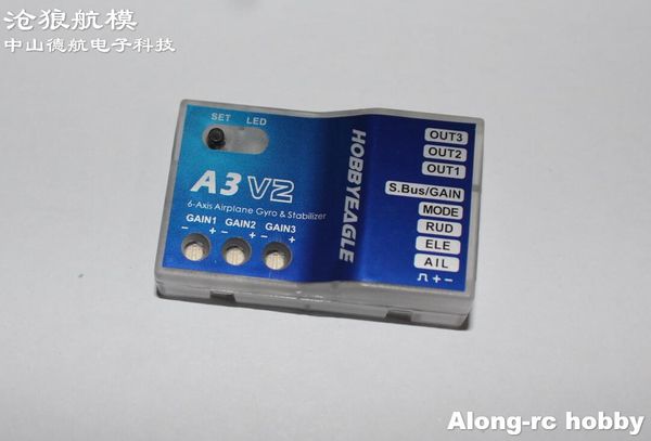 Novo sistema de estabilizador de vôo Gyro de 3 eixos A3 V2 RC Sistema de estabilizador Gyro para aeronaves de asa voador fixa 3D F3A planador de avião