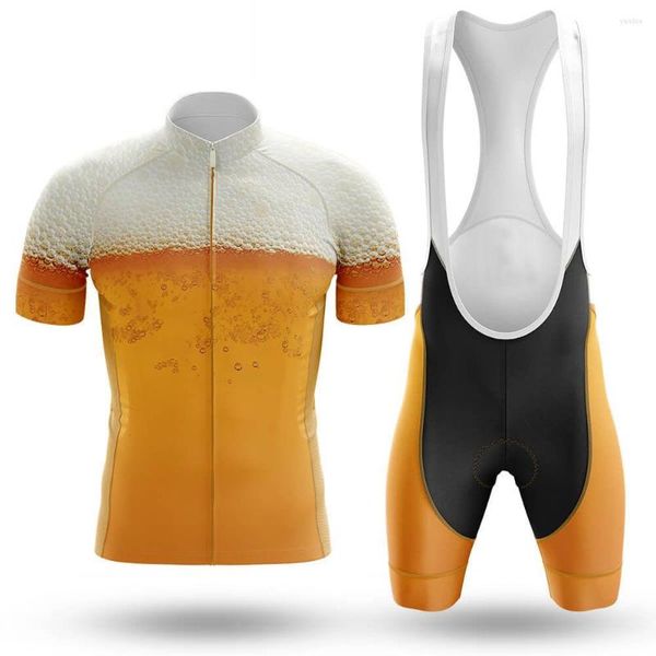 Set da corsa Maglia da ciclismo traspirante giallo birra Set abbigliamento ecologico da bici Tuta da bici da strada superiore