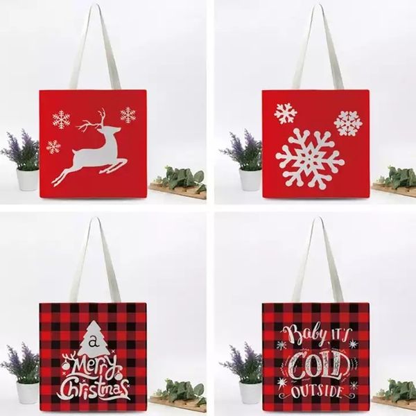 Weihnachts-Leinen-Einkaufstasche, Werbung, Geschenk, Einkaufstaschen, individuelles Logo, Weihnachtshandtasche, Weihnachten, HH22-334