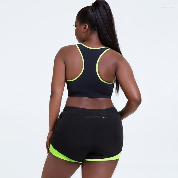 Ioga roupa gxqil plus size shorts de ginástica feminina com traje de bolso com zíper para fitness women sportwear roupas de vestuário executado 2022