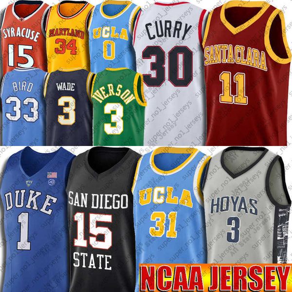 College Basketball Wears NCAA Allen Reggie Iverson Miller Jersey Basket Georgetown Hoyas Steve Stephen Nash Curry Bird Wade Maglie 23 Michael Russell Zion Kaw