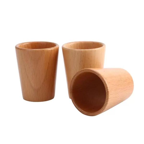 Tazza da tè in legno Sake giapponese Famiglia Faggio Bicchiere da vino Tazza da acqua Artigianato creativo Regalo RRA241