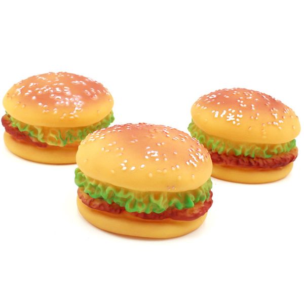 Squeaky Burger Pet LaTex Hamburger Dog Dog Toy Toy звучит игрушки для прорезывания зубов собачья сферическая прочная щенка Интерактивный слезоточив