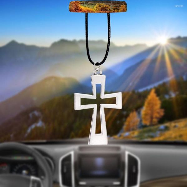 Innendekorationen, Auto-Anhänger, Ornamente, Jesus-Kruzifix-Kreuz-Ring-Charms, Rückspiegel-Dekoration, hängende Auto-Dekoration, Zubehör, Geschenke