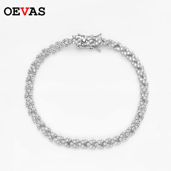 Cadeia OEVAS 100% 925 Prata esterlina Sparkling High Carbon Diamond Wheat Ears Bracelet for Women noivado Party Jóias finas 221026