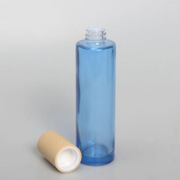 Vorratsflaschen, 80 ml, leere Glas-Hautpflegeflasche, rund, blau/grün, kosmetischer Toner