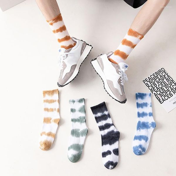 Sports Socks Mulheres Esporte Tie Tie Dye Fitness Cotton Treinamento respirável para roupas esportivas Alto joelho Running Yoga Workout Gym feminino