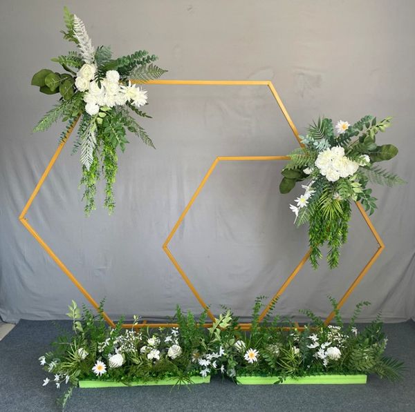 7 PCS Prato all'aperto Decorazione di nozze Telaio della porta Segno di benvenuto Cartellone Rack Bouquet Fiori Arco Scaffale floreale Fondali in ferro Porta palloncini per feste di compleanno Stand