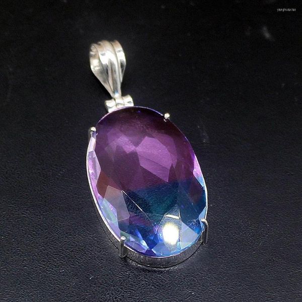 Anhänger Halsketten Hermosa Schmuck Elegante sonnige dichroitische Glas Silber Farbe Charm Halskette für Frauen Geschenke 20224691