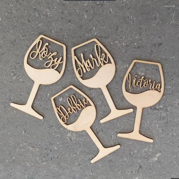Forniture per feste Bicchiere da vino con nomi Decorazioni per matrimoni Segnaposti in legno Tavolo Cartello PERSONALIZZATO