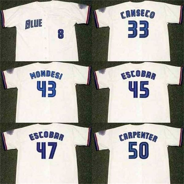 Proword C202 Herren 33 JOSE CANSECO 43 RAUL MONDESI 50 CHRIS CARPENTER 45 KELVIM ESCOBAR 47 KELVIM ESCOBAR 1999 Baseball-Trikot