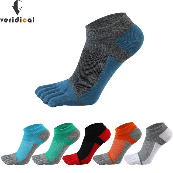 Meias masculinas 5 pares de algod￣o puro de cinco dedos esportes de tornozelo esportivo respir￡vel Soda￧￣o anti fric￧￣o sem show com dedos 221027