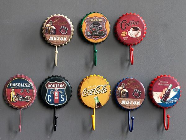 Gancio decorativo per bar Bottiglia di birra retrò Ganci da parete per caffè Appendiabiti da appendere in ferro decorativo Accessori per bar per decorazioni per la casa carini