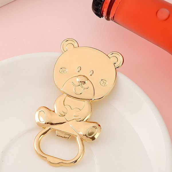 50 Stück Baby-Geburtstagsparty-Geschenke, Teddybär-Design, goldener Flaschenöffner in hübscher Geschenkbox, Souvenir für Neugeborene, Taufe, Erstkommunion