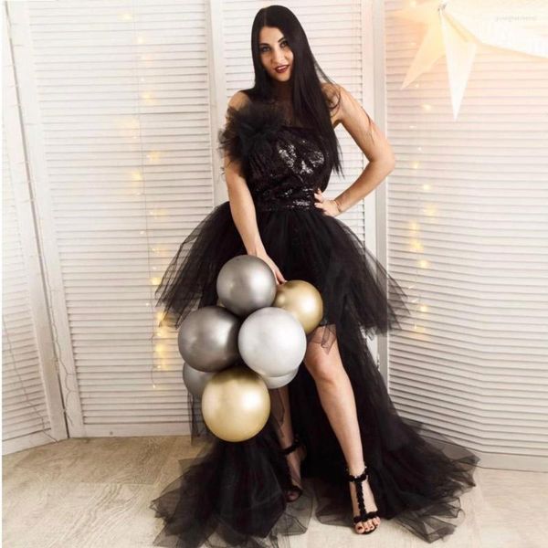 Gonne Pretty Black High Low Ruffles Tulle Women Gonna lunga elastica Tutu per donna adulta da sposa Saias Custom Made