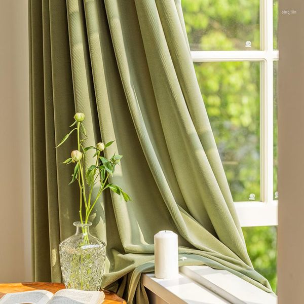 Tenda Europa Tende oscuranti in velluto per soggiorno Jacquard Tende da camera da letto spesse verdi Tinta unita Ombreggiatura in tessuto 85%