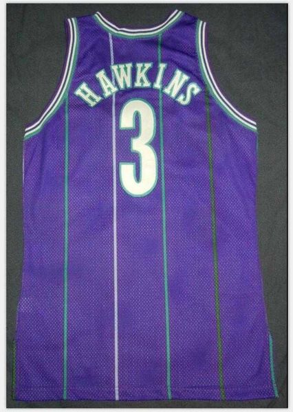 GIOCO RARA USATO INDOSSATO HERSEY HAWKINS Jersey S-5xl COA PARISH 96 AUTENTICA maglia da basket universitaria personalizzata qualsiasi nome numero maglia