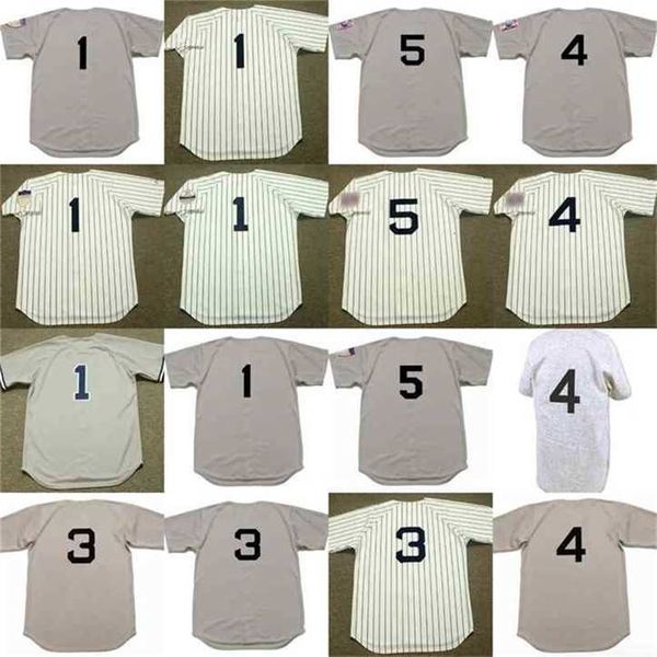 Proword C202 Masculino 1 BILLY MARTIN 4 LOU GEHRIG 3 BABE RUTH 5 JOE DIMAGGIO 1983 Home Baseball Jersey