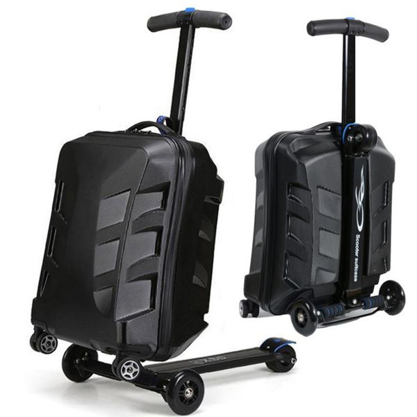 Чемоданы 21-дюймовый алюминиевый чемодан для багажа скутера с колесами скейтборд Passowrd Lock Rolling Travel Trolley Case 221026