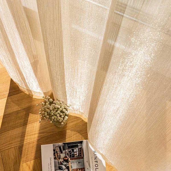 Cortina de cortina de tule de tecido brilhante Francês Cortinas de janela para sala de estar Flâmina brilhante Drapes de quarto de voz pura Personalize