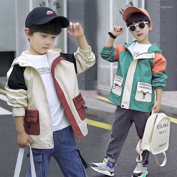 Tench Coats Autumn Jacket Boys Child Spring Windbreaker Roupas de outono para crianças Moda Baby 2 10 a 14 anos de idade