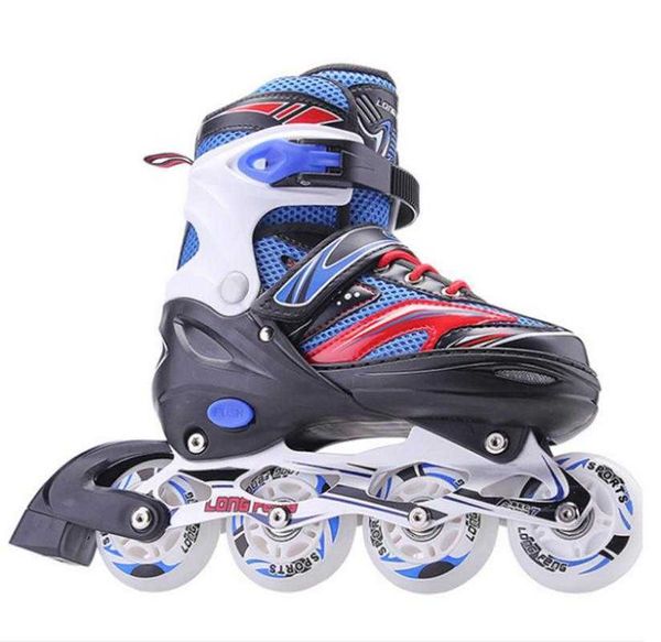 Patins de gelo roxo iluminador ajustável em linha com rodas leves rolos de sapatos ao ar livre para crianças adultos botas de patinação L221014