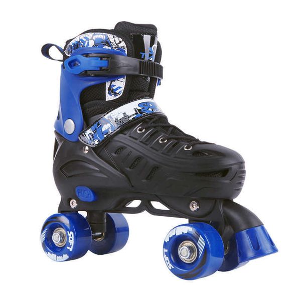 Скейтс -коньки синие белые патины унисекса для детей PU Wheels Skate Swee Roller Kids Double Row Figure Two Line Shoes L221014