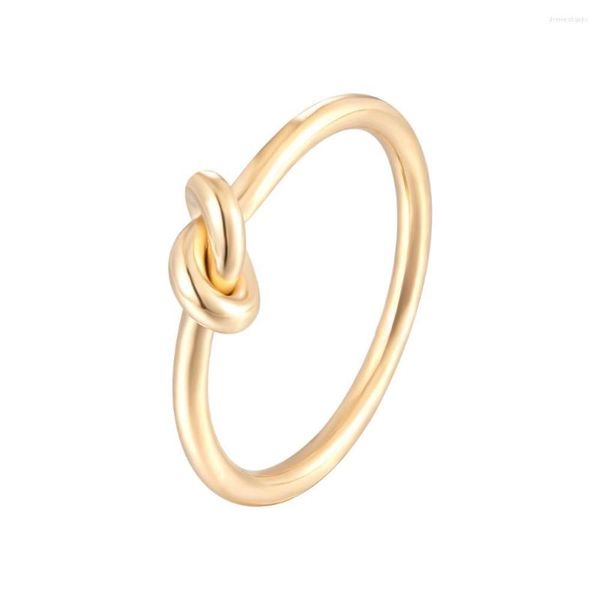 Cluster Ringe Trendy Runde Kreisförmige Knoten Manschette Für Frauen Elegante Goldfarbe Edelstahl Vintage Ring Party Schmuck Geschenk Großhandel