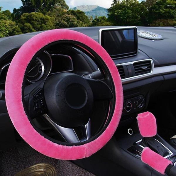 Coprivolante 3 pezzi set copertura decorazione freno a mano pomello pomello peluche auto di alta qualità