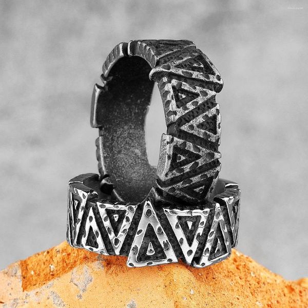 Cluster Rings Simple Vintage Black Triangle Geometry Stainless Steel Mens Trendy For Male Boyfriend Jewelry Creativity Gift Wholesale