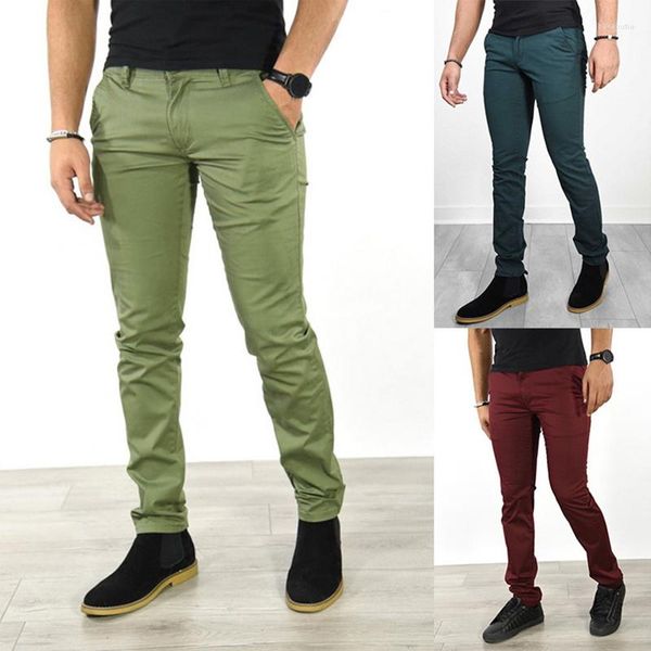 Herrenhosen Herrenmode Jeans 2022 Frühling Grün Weinrot Einfarbig Slim Fit Casual Business Erwachsene Kleidung Hosen