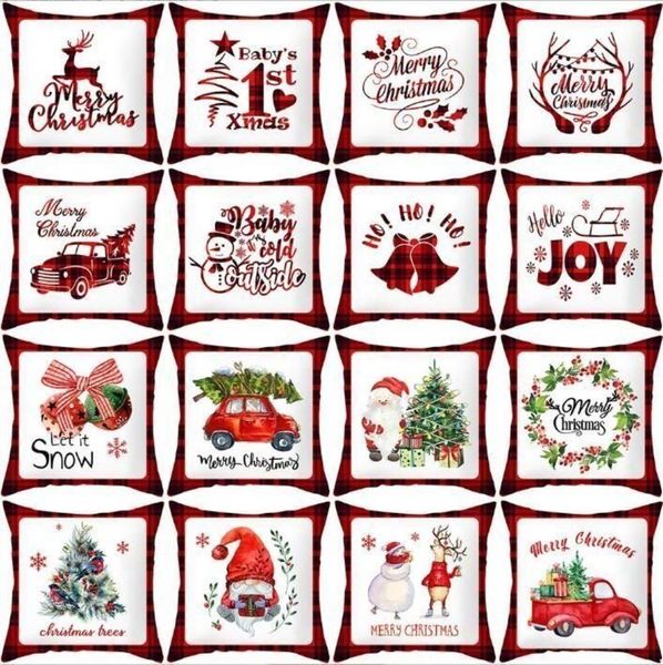 Decorações de Natal Candidato a travesseiro nórdico Sofá quadrado de pêssego Cover de almofada de almofada de travesseiros Pillowslip Gifts RRC200