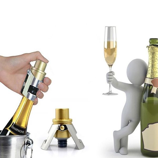 Strumenti per bar Tappo per champagne in acciaio inossidabile Tappo per bottiglia di vino spumante Tappo sigillante Pushtype Gonfiabile Apri tappo Accessori Aliexp Smtzq