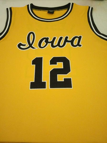 Maglia da basket cucita # 12 Ronnie Lester Iowa Hawkeyes personalizzata con qualsiasi numero di nome