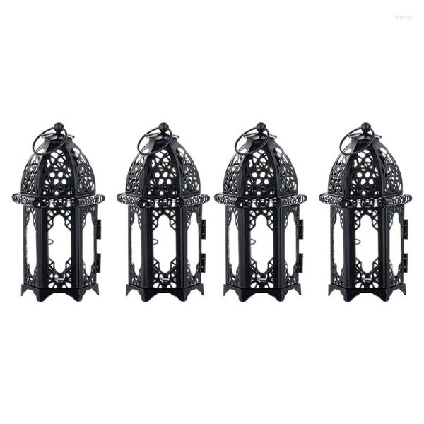 Kerzenhalter AT69 – 4 Stück Metall-Teelichthalter, Hochzeits-Mittelstücke, transparentes Glas, hängende Laternen, kreative Tischdekoration, Vogelkäfig