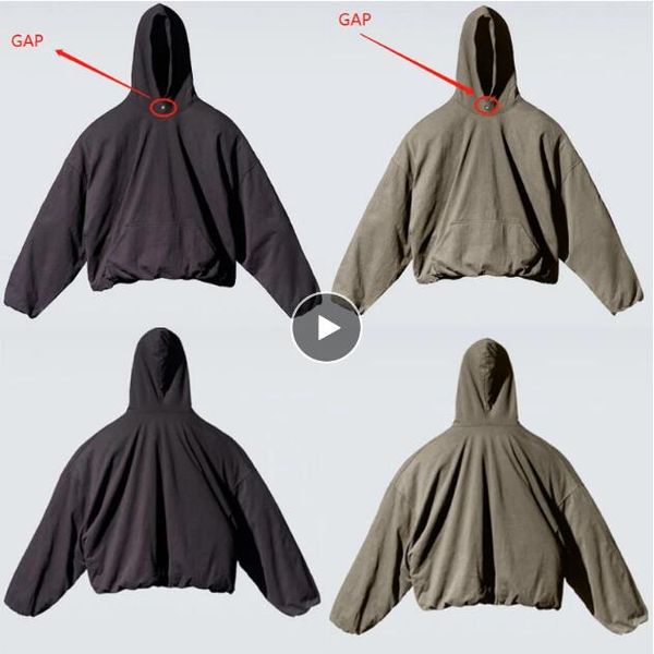 2 Katmanlı Kumaş Katı Hoodie Erkek Kadın Yüksek Sokak Ağır Kaliteli Artı Boyutu Kapşonlu Kazak