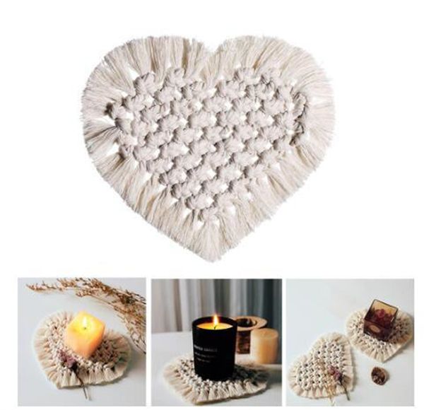 Sottobicchieri Macrame Tappetini per bevande Sottobicchiere Boho in cotone fatto a mano con nappe per tipi di tazze e tazze