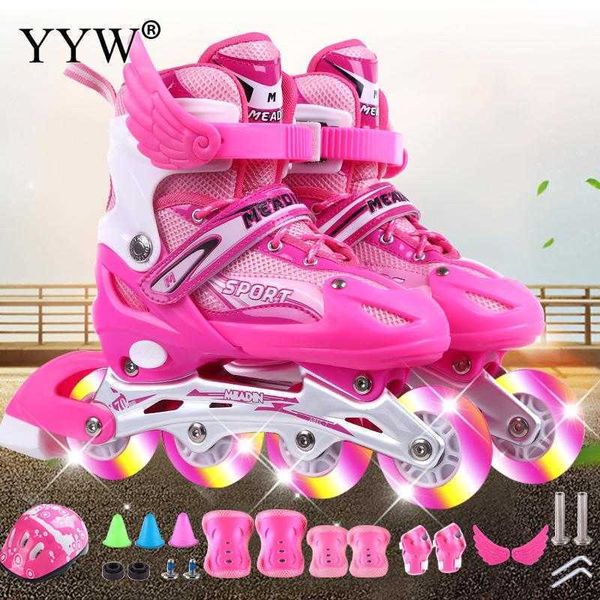 Schlittschuhe Inline Roller Einstellbare Skating Rollen Schuhe Schiebe Für Kinder Turnschuhe Größe L Kinder Ourdoor Sport L221014