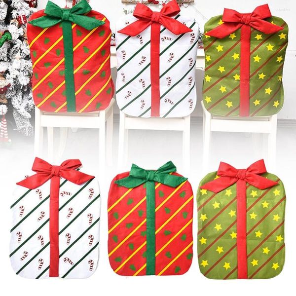 Capas de cadeira de cadeira Fácil de limpar Ornamento de Natal Bow Soft 2023 Party Decoração Confortável Caixa de presente Feliz quartos